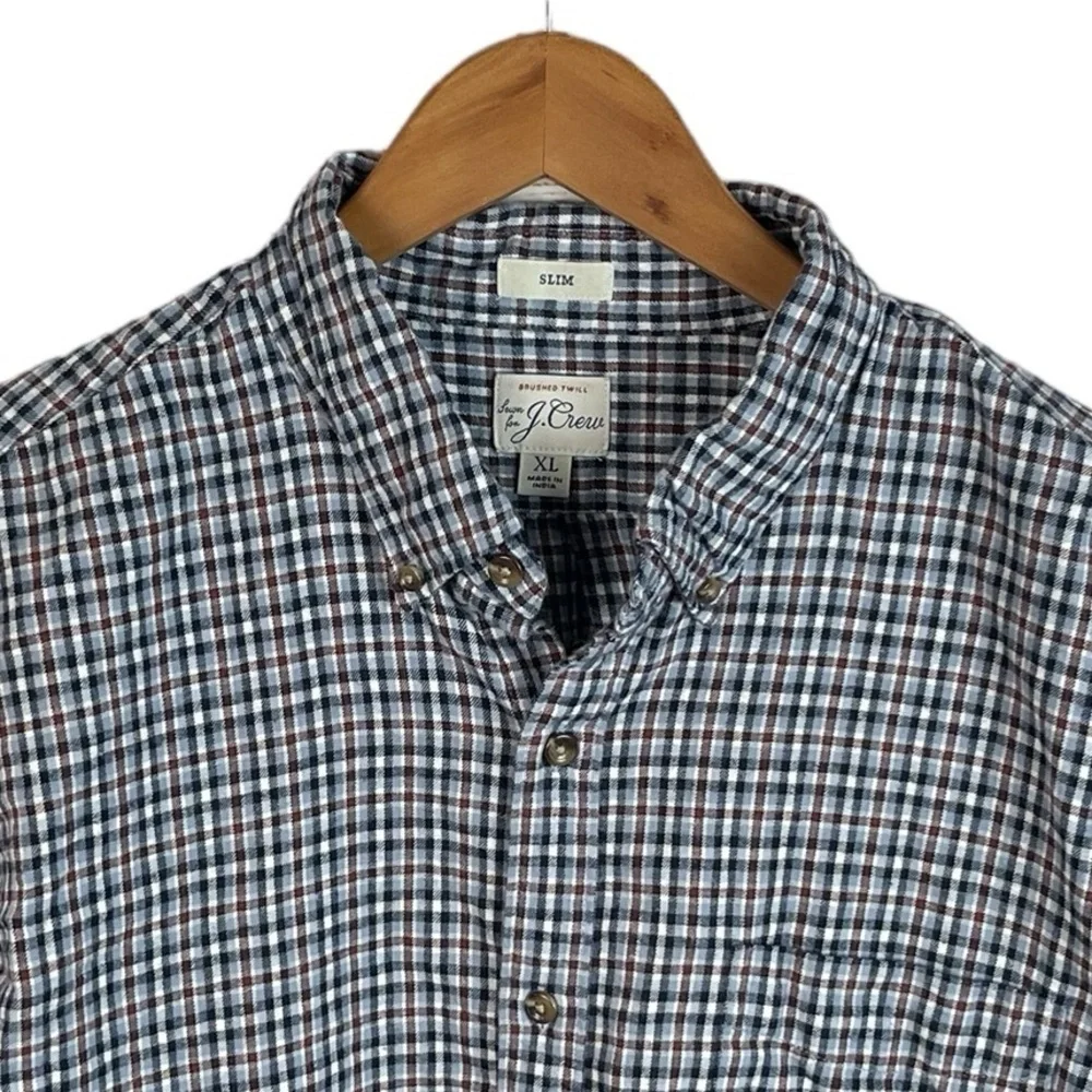BF1466 Men’s J. Crew Slim Fit Brushed Twill Plaid Button Down Shirt XL